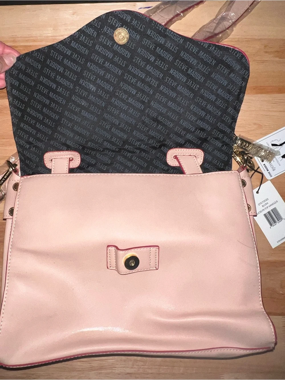 Steve Madden Pale Pink Satchel with Gold Hardware